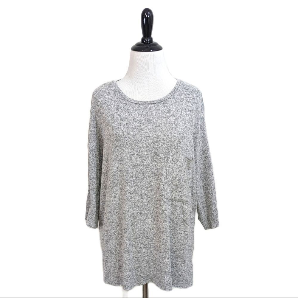 Philosophy Soft Stretchy Oversized Marled Black & White 3/4 Sleeve Top Size XS